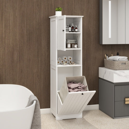 Wäschesortierschrank mit einem Fach und einer Tür, klappbar, Weiß