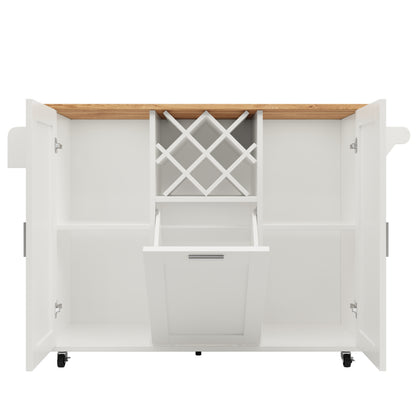 Kücheninsel mit herausnehmbaren Trennwänden, Küchenschrank, Esszimmerwagen mit Arbeitsplatte, Buffetschrank, Esszimmerwagen mit Holzmaserung, seitlicher Handtuchhalter mit Flaschenhalter, weiß