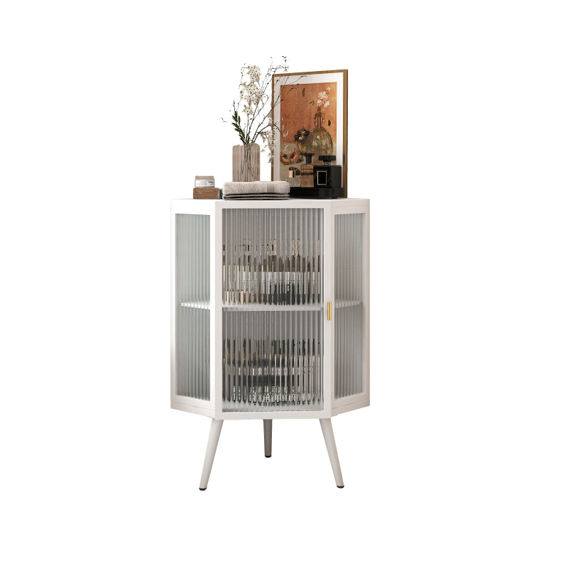Floor Coner Cabinet with Tempered Glass Door & Adjustable Shelf for Bathroom, Living Room, Bedroom(White)