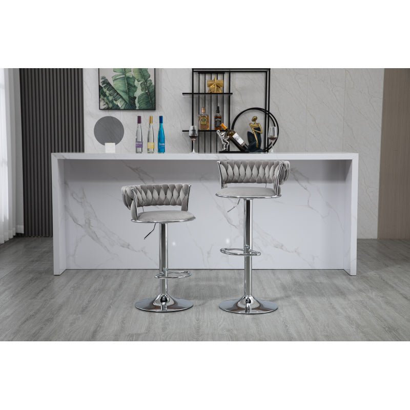 COOLMORE 360 Grad drehbare Barhocker 2 Stück Set höhenverstellbare Stühle mit Fußstütze für Küche, Esszimmer, Insel, Bar, Weinkeller, Büro, Wohnzimmer, Wohnzimmer, Silber, Modern Style, High-End Style