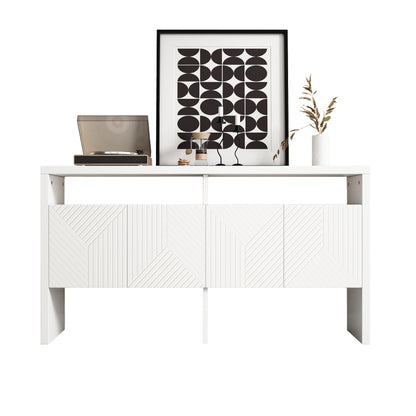 Kommode / Sideboard / Flurschrank mit 2 offenen Fächern und 4 Türen, Weiß