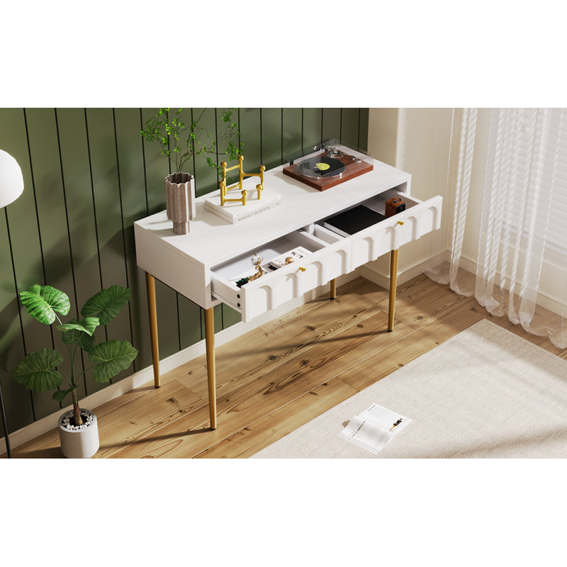 Schminktisch mit 2 Schubladen 76.5cm Höhe ,Kommode Schlafzimmer Highboard Weiss Sideboard Schubladenkommode Kommode für Schlafzimmer, Creme-Weiß -H76.5/B100/T45 cm