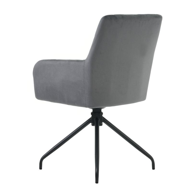 2er Set 360° Drehbarer Esszimmerstühle mit Rautenmuster,Gepolsterter Sessel mit 4 Metallbeinen,Moderner Lounge-Stuhl,Wohnzimmerstuhl   für Shlafzimmer,Arbeitzimmer,Lendenwirbelstütze,Samt,anthrazit