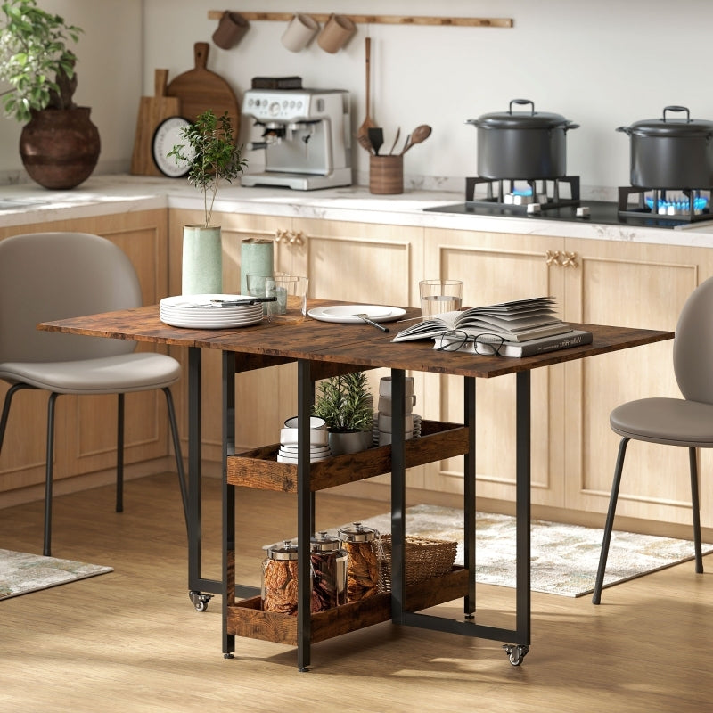 Mobiler Esszimmertisch Klapptisch für Kleine Räume, Esszimmer, Küche 133,4 x 80 x 75 cm Rustikal-Brau