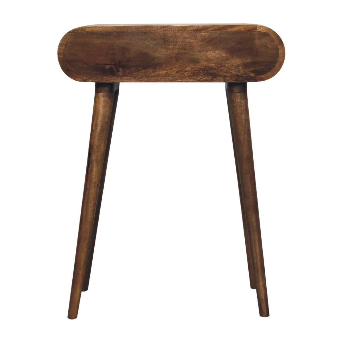 Mini London Konsolentisch aus massivem Mangoholz – Grau/Kastanie, 1 Schublade & Ablage, Handgefertigt, Bronze-Gestell, 60x30x78 cm