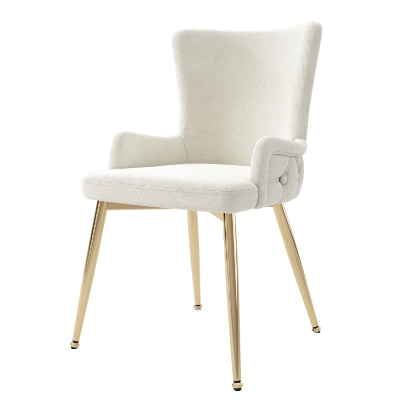 Samt-Esszimmerstuhl, 4er-Set, Loungesessel mit vier goldfarbenen Metallstützbeinen, Beige
