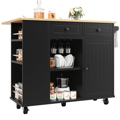 Kücheninsel mit Arbeitsplatte Küchenschrank Schwarz Esszimmerwagen mit Snackhalter und Weinglasregal Buffetschrank Trennwände Holzmaserung