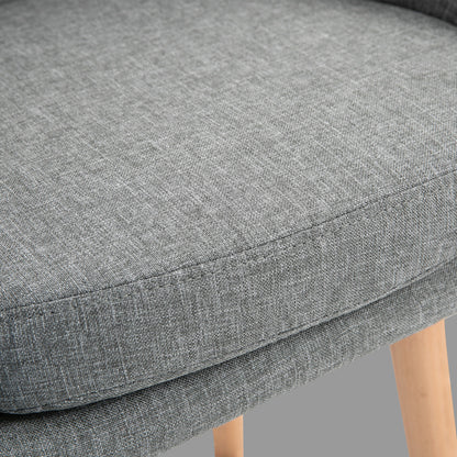 2er-Set Barhocker, Barstuhl aus Leinen mit Sitzkissen, Küchenhocker, Bistrohocker mit Fußstützen, Tresenhocker, Grau, 55 x 48 x 100 cm