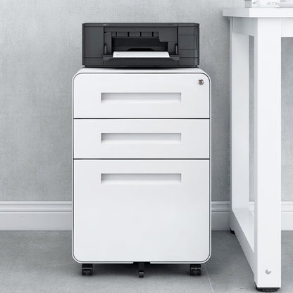 3 Drawer Mobile File Cabinet Under Desk Office,Simple Style Versatile Storage Cabinet for Legal/Letter/A4 Files, 5 Wheel Design Anti-Tilting Cold Rolled Steel Waterproof Moisture-Proof White