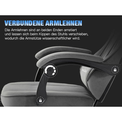 Gaming Stuhl Stoff, Ergonomischer Gaming Chair mit Fußstütze, Verstellbarer Racing Computerstuhl mit Lordosenstütze, Grau Ergonomisch PC-Stuhl