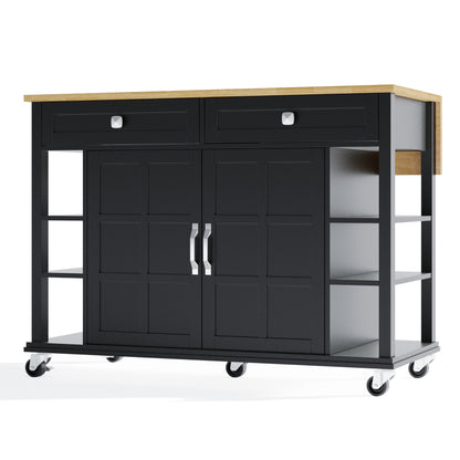 Multifunktionaler Küchenwagen mit klappbarer Arbeitsplatte, 120×65 cm erweiterbar, 2 Schubladen, geräumige Aufbewahrung, auf Rollen – Stilvoller Servierwagen für Küche, Esszimmer & Wohnzimmer