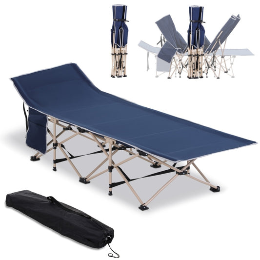 Feldbett Faltbares Campingbett mit Aufbewahrungstasche, Stahl & Oxford, Blau, 190x68x52cm