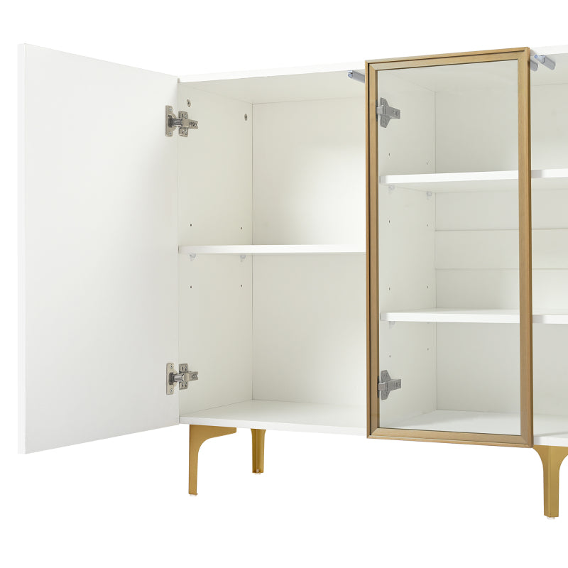 Elegantes 4-Tür Sideboard, Modernes Design, Grifflos, Viel Stauraum, Weiß
