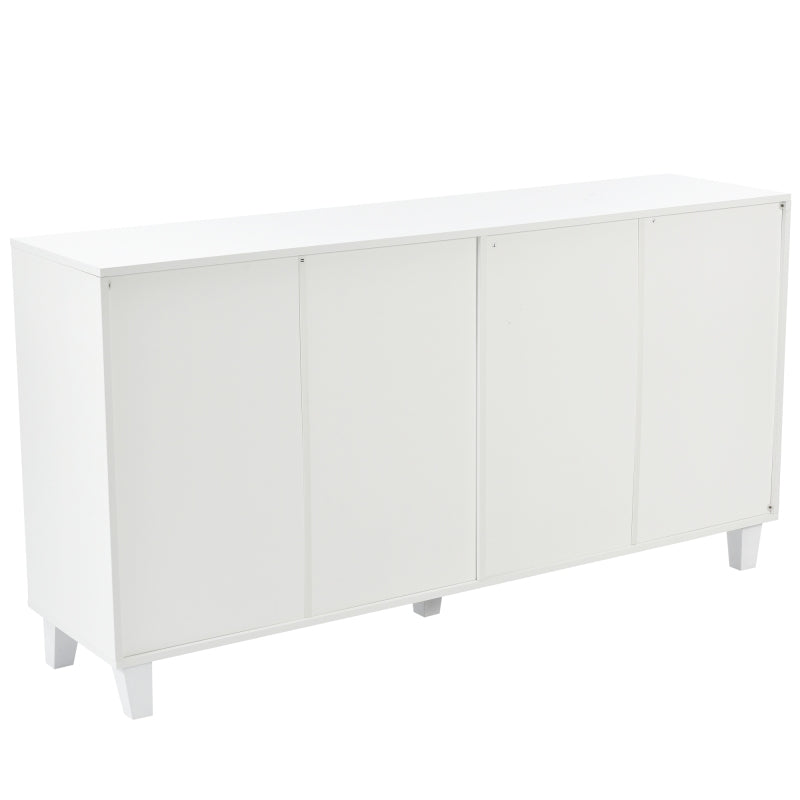 Weiß verspiegelte Anrichte mit kühlen Kristallgriffen, Vier Türen, mit beweglichem Laminat.für Wohn- und Esszimmer, 160 x 40 x 84cm