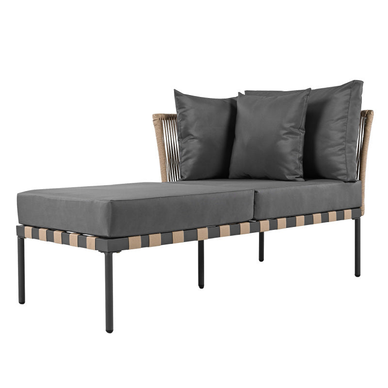 Gartensofa, Outdoor Loungesessel, Abnehmbarer und Modularer Garten Loungesessel, Balkonmöbel-Set, Loungemöbel, Terrassenmöbel mit 4 Kissen, Couchtisch mit Abnehmbaren und Waschbaren Kissen, Grau