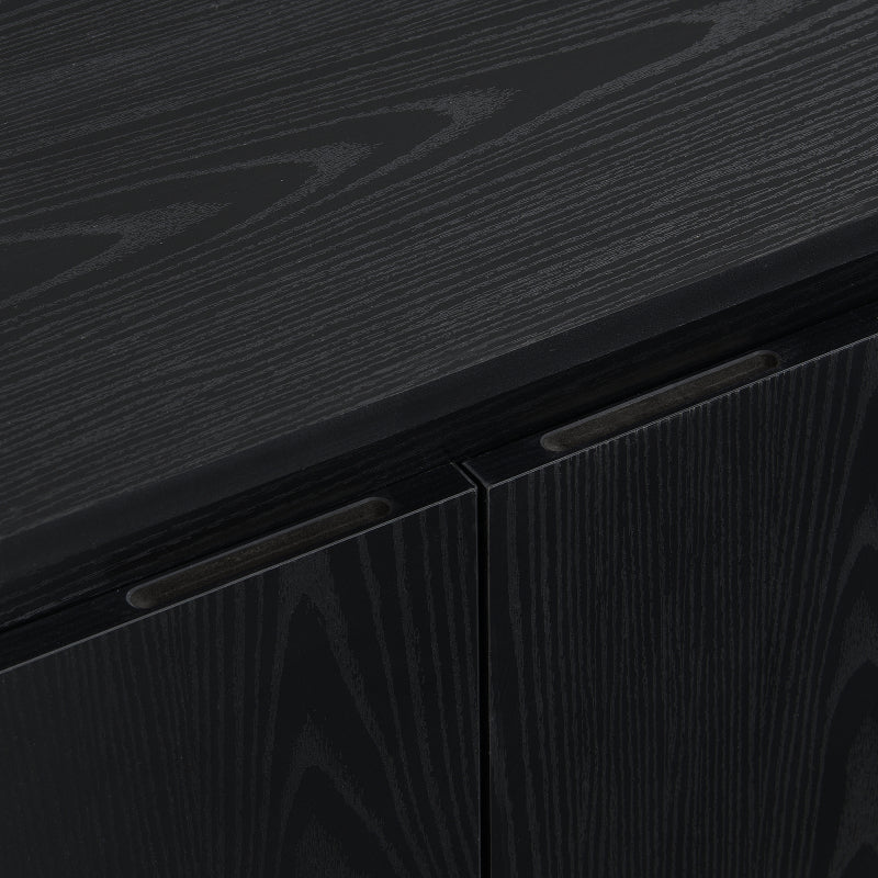 Moderner Bogenförmiger Sideboard mit verstellbaren Regalen und Metallbeinen, ideal für Wohnzimmer und Esszimmer (Schwarz)