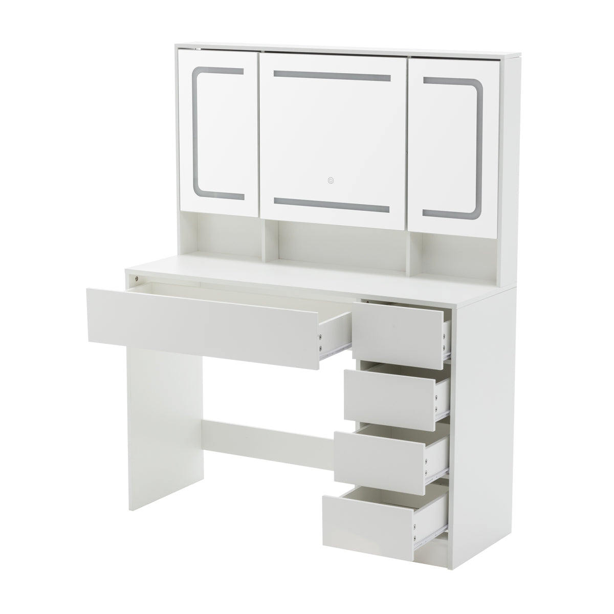 Schminktisch Frisiertisch Kosmetiktisch mit Hocker Beleuchtung Spiegel Weiß