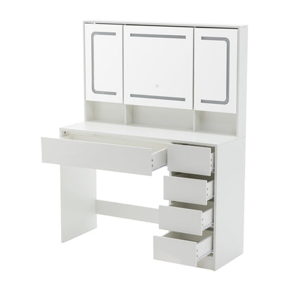 Schminktisch Frisiertisch Kosmetiktisch mit Hocker Beleuchtung Spiegel Weiß