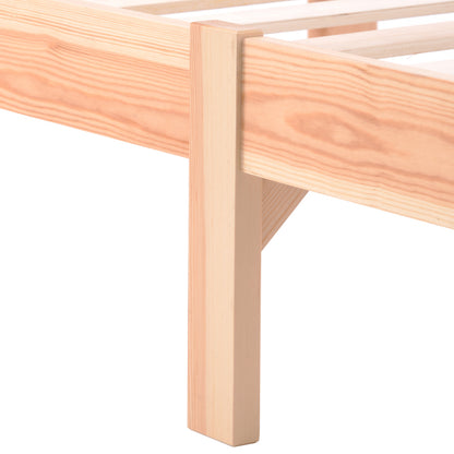 Solide Massivholzbett Futonbett Massivholz Natur Bett aus mit Kopfteil und Lattenrost , Natur (200x140cm)
