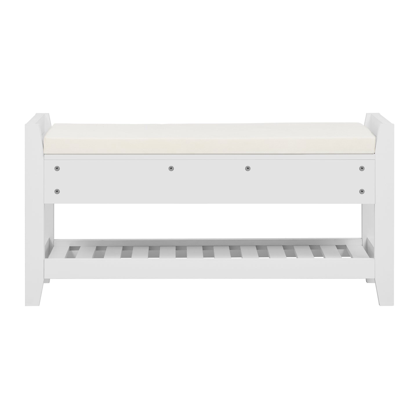 Moderne Schuhbank mit Sitzfläche und Stauraum, Soft Kissen-Oberfläche, Schuhregal für Eingangsbereich, Weiß