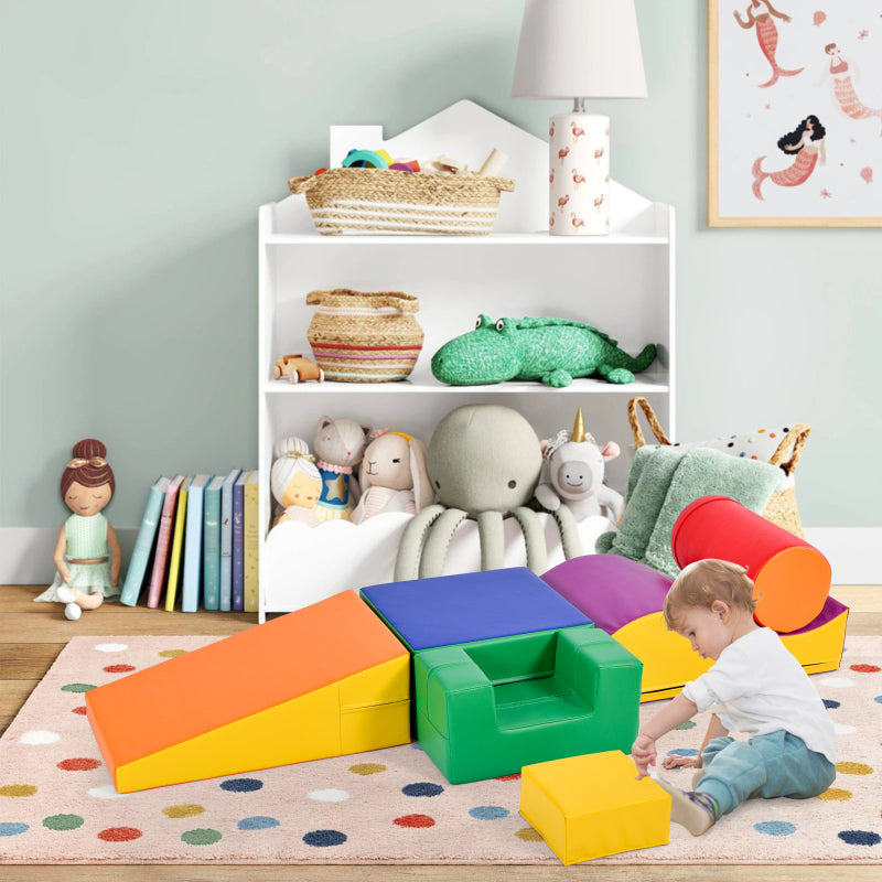 6 TLG Riesenbausteine zum Toben & Klettern Großbausteine für Kinder. Treppe und Rutsche für Kinder - Spielzeug zum Klettern, Rutschen und Krabbeln. im Vorschulalter & Babys Softbausteine, bunt.