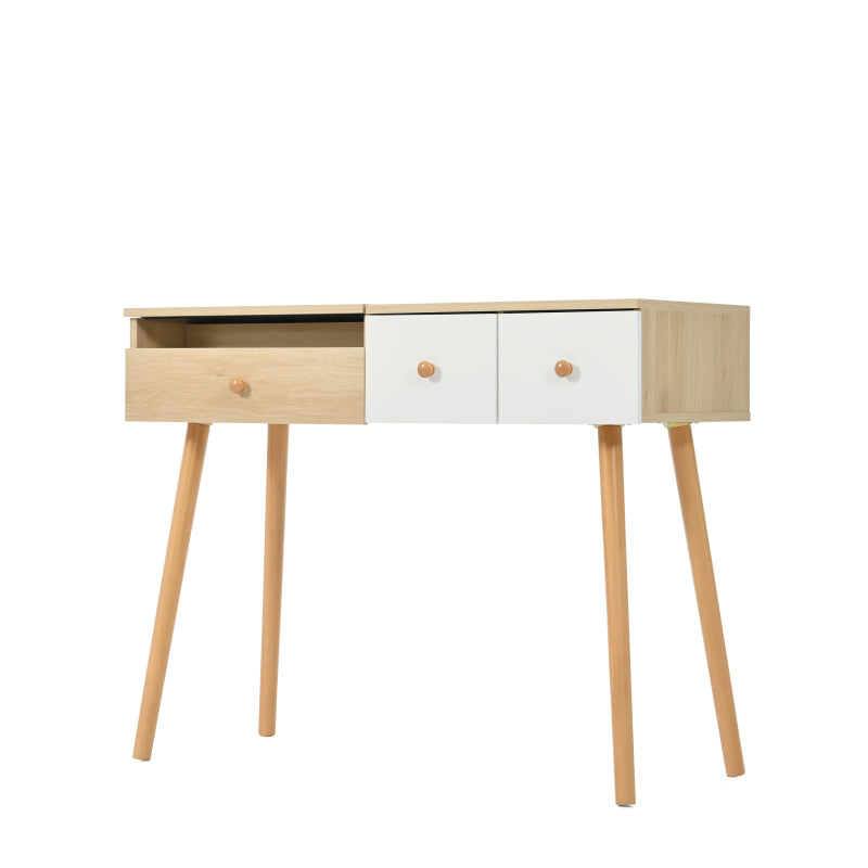 Schminktisch, Kosmetiktisch Mit Spiegel, Schminktisch aus Holz Mit Schubladen, geteilter Stauraum, große Lagerkapazität - Maße:B100/H78/T40 cm(ohne Hocker)(OLD SKU: WF319875AAW)