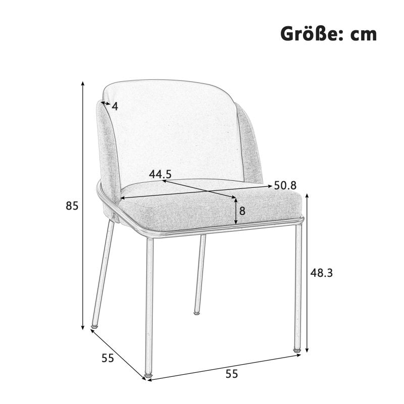 2 St Moderner Stuhl, Ideal für Wohnzimmer, Offene Bürofläche, Esszimmer, Grau+Marine