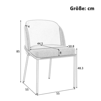 2 St Moderner Stuhl, Ideal für Wohnzimmer, Offene Bürofläche, Esszimmer, Grau+Marine