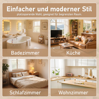 Dreieckiger Badezimmerschrank, feuchtigkeitsbeständiger Lack, zwei offene Ablagefächer, zwei Schranktüren, verstellbare Trennwände, einfache Form, weiß