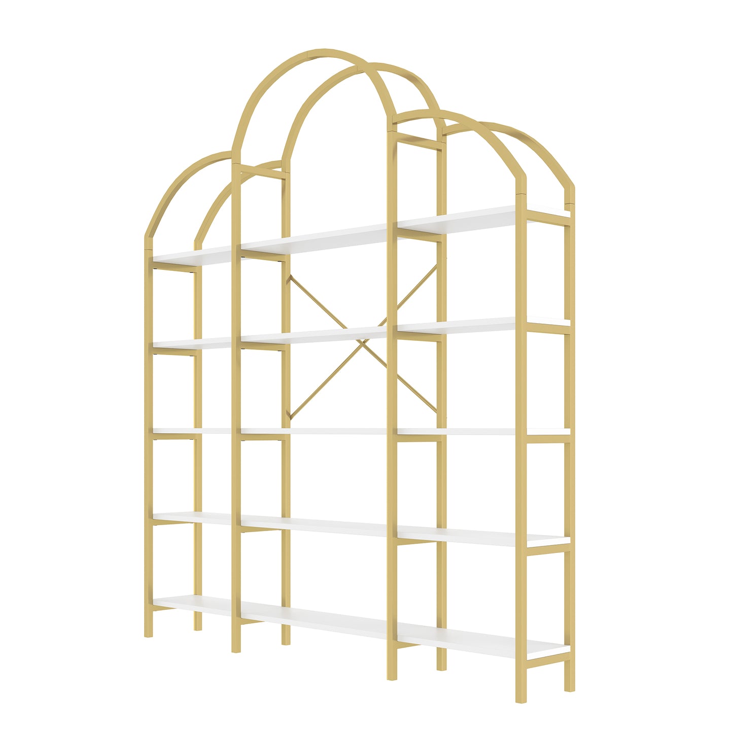 Regal im schlichten Stil, fünf Schichten Stauraum, einzigartige Wolkenform, einfach zu montieren und zu reinigen, Gold + Weiß