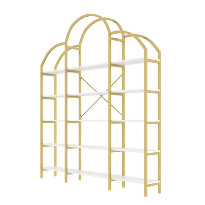 Regal im schlichten Stil, fünf Schichten Stauraum, einzigartige Wolkenform, einfach zu montieren und zu reinigen, Gold + Weiß