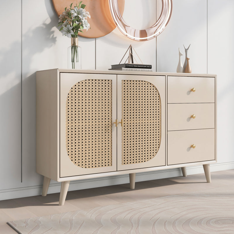Esszimmer Wohnzimmer Sideboard Kommode Stehschrank Aufbewahrung Sideboard TV-Tisch mit Türen und Schubladen Sideboard mit großem Stauraum Offwhite Creme Breite 120 cm