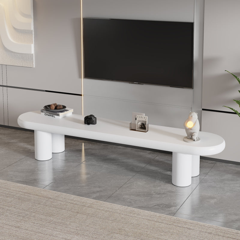 Weißer 160 x 40 x 40 cm großer TV-Schrank, moderner TV-Tisch im minimalistischen Stil mit 4 stabilen Stützbeinen, geeignet für Fernseher bis zu 65 Zoll