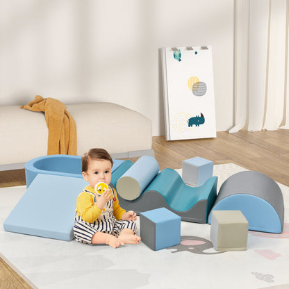 9 TLG Bausteine zum Toben & Klettern. Bausteine für Kinder. Treppen, Rutsche und Bällebad für Kinder für Vorschulkinder und Babys, weiche Bausteine, bunt. Ohne Kugel.