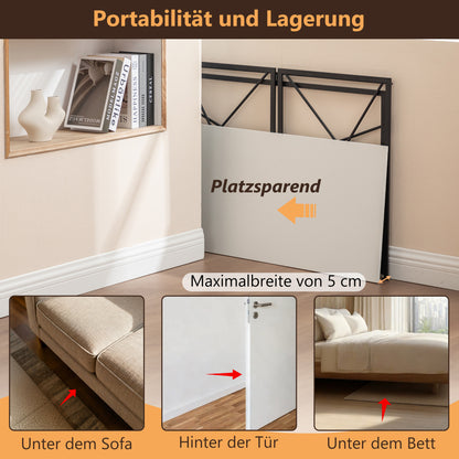 Klappbarer Schreibtisch 99x50cm – Computertisch Faltbar & Platzsparend in 8 Sek. Montiert, MDF Holzoptik für Home Office & Büro, Weiß