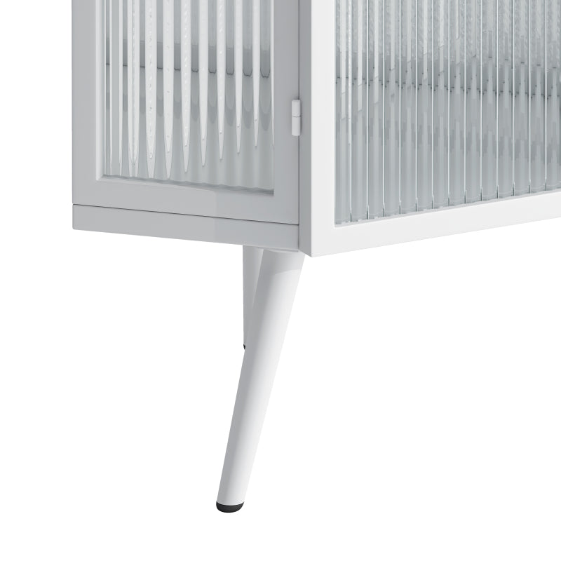 Floor Coner Cabinet with Tempered Glass Door & Adjustable Shelf for Bathroom, Living Room, Bedroom(White)