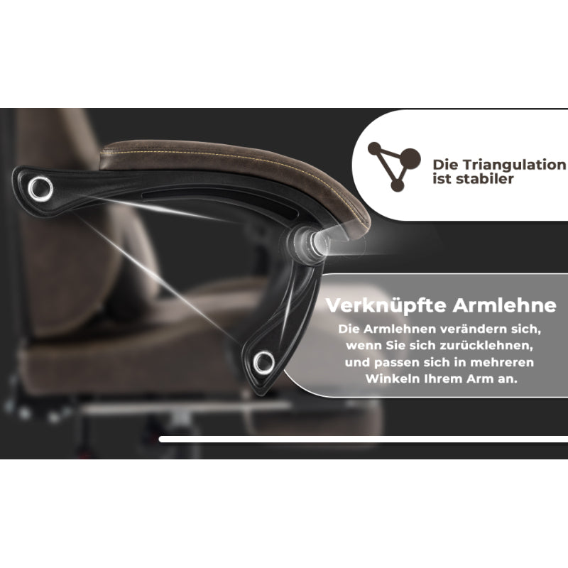 Gaming Stuhl Computerstuhl Ergonomischer Gaming Chair mit Fußstütze Bürostuhl Ergonomischer Computerstuhl mit Lendenwirbelstütze Braun