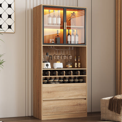 Badezimmerschrank,Spirituosenschrank,Vitrine Vitrinenschrank mit Glastüren und Beleuchtung 180 CM