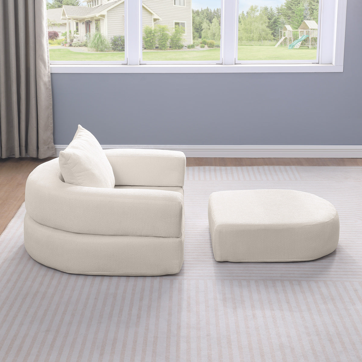 Modulares Sofa-Set Frottee (Terry Cloth), Sektionssofa Minimalistisch, Wohnzimmer Couchgarnitur, Umkehrbar, Beige