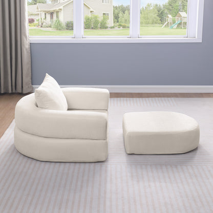 Modulares Sofa-Set Frottee (Terry Cloth), Sektionssofa Minimalistisch, Wohnzimmer Couchgarnitur, Umkehrbar, Beige