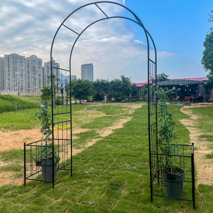 Gartenbogen Arbor Trellis für Kletterpflanzen, langlebige Metall Gartenbogen Outdoor Hochzeitsbogen, für Hochzeitszeremonie Party Pflanze Klettern Rose Reben Rasen Innenhof Schwarz, 7.15ft