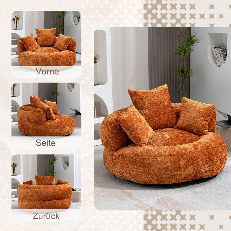 Lazy Sofa Durable Komfort Lounger hohen Rücken Sitzsack Stuhl Couch mit drei Kissen für Erwachsene und Kinder, Indoor & Outdoor, Single Gaming Sofa Stuhl für Schlafzimmer, Büro (Orange Chenille)