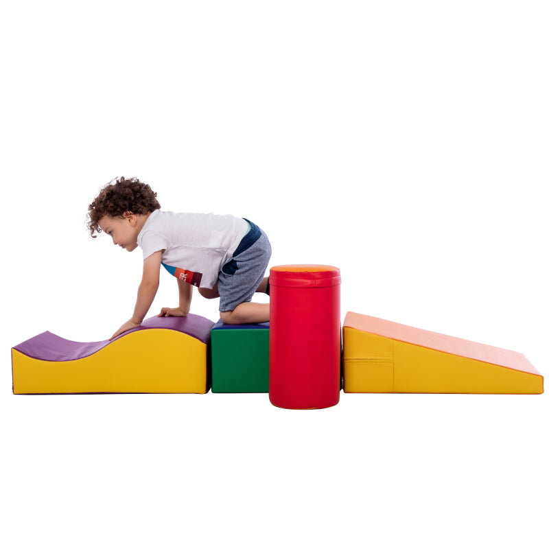 6 TLG Riesenbausteine zum Toben & Klettern Großbausteine für Kinder. Treppe und Rutsche für Kinder - Spielzeug zum Klettern, Rutschen und Krabbeln. im Vorschulalter & Babys Softbausteine, bunt.