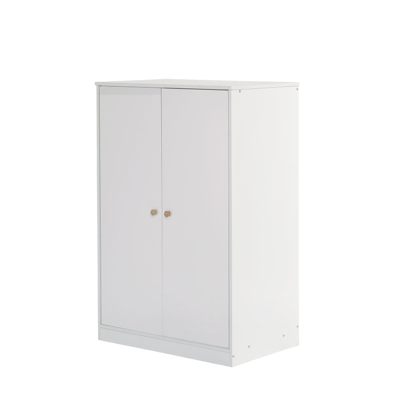 Kleiner Kleiderschrank mit Stange, 2-türiger Kleiderschrank, Schlafzimmer, Wohnzimmer, Kinderkleiderschrank, MDF, Weiß