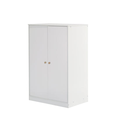 Kleiner Kleiderschrank mit Stange, 2-türiger Kleiderschrank, Schlafzimmer, Wohnzimmer, Kinderkleiderschrank, MDF, Weiß