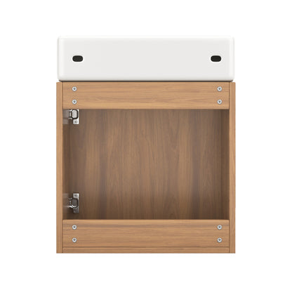 Badezimmermöbel Waschbecken mit Waschtischunterschrank 46 cm , Waschtischunterschrank hängend , Kleine Gästebad Möbel, Natural Wood