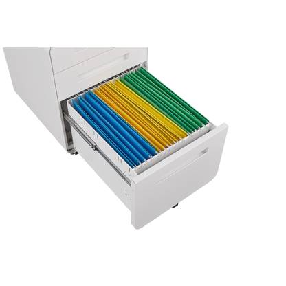 3 Drawer Mobile File Cabinet Under Desk Office,Simple Style Versatile Storage Cabinet for Legal/Letter/A4 Files, 5 Wheel Design Anti-Tilting Cold Rolled Steel Waterproof Moisture-Proof White