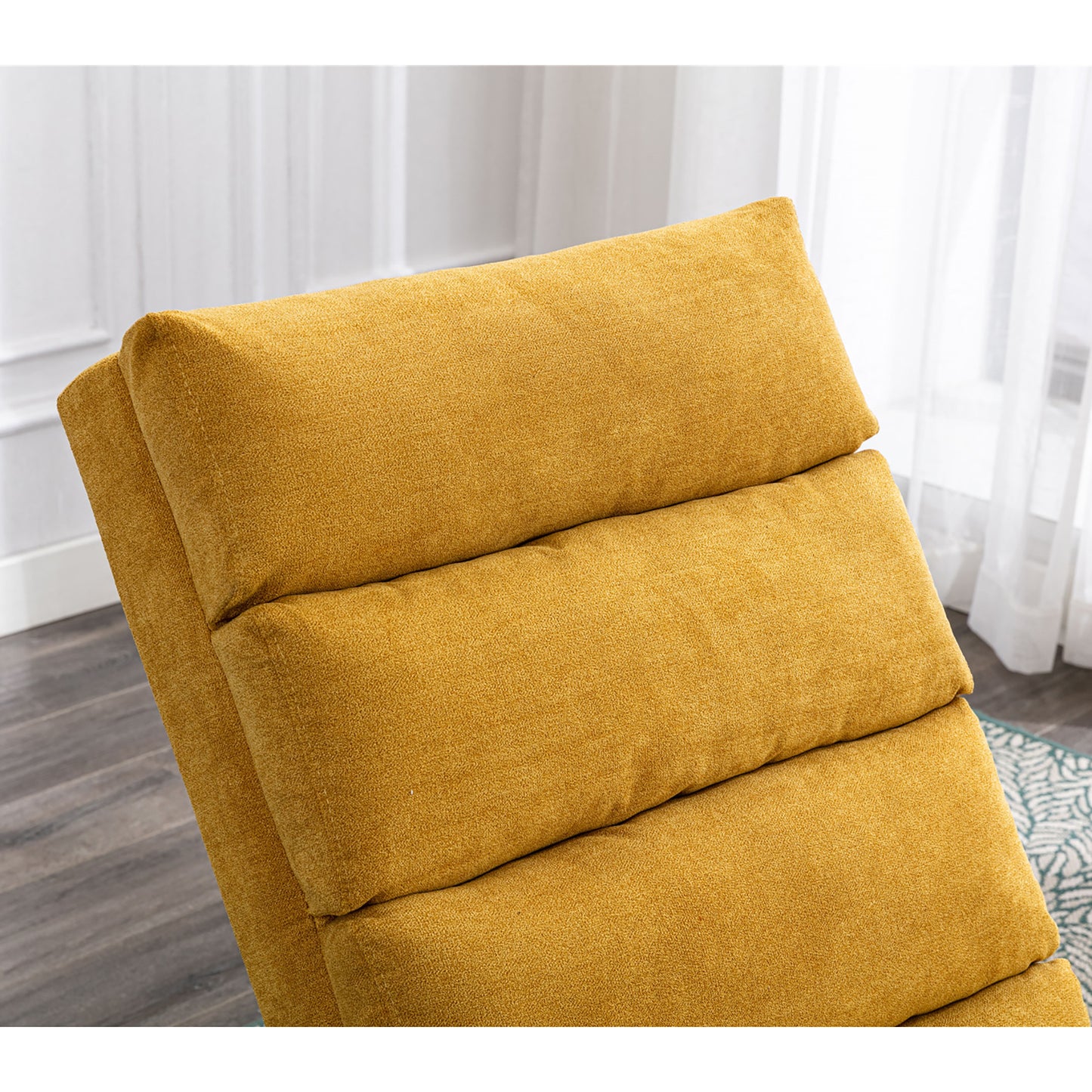 Entspannungsliege Polstersessel Liegesofa mit Vibrationsfunktion Ganzkörper Unterstützung Seitentaschen modernes Design Wohnzimmer Senfgelb