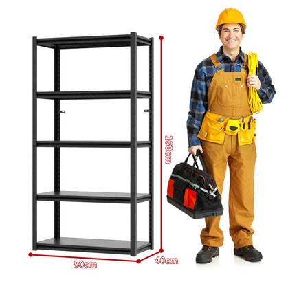 H160cm 5-Etagen Metallregal 650kg Tragkraft,Industrielles Schwerlastregal aus Stahl,Höhenverstellbar für Garage, Lager & Haushalt,Holzfreies Design, kratzgeschützt, H160cm × B80cm × T40cm