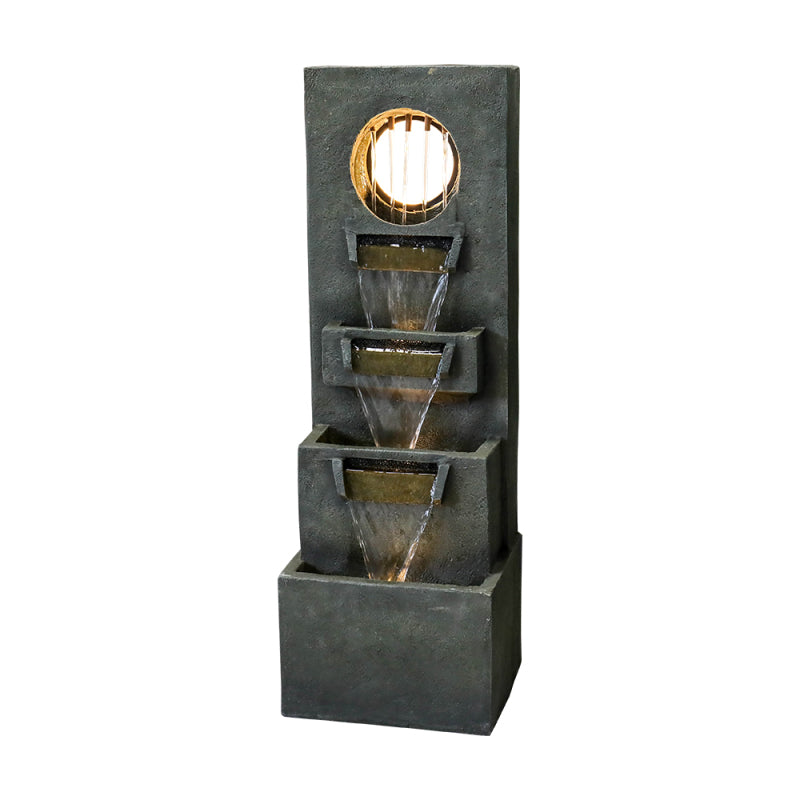 39.3inches High Modern Cascading Indoor/Outdoor Fountains and Waterfalls with LED Lights for Garden, Patio, Yard, and Deck Decor